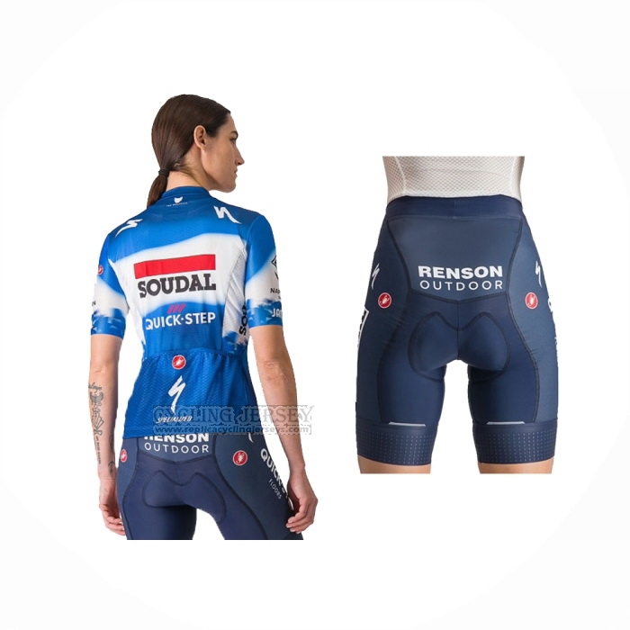 2024 Cycling Jersey Women Deceuninck Quick Step Blue Short Sleeve And Bib Short